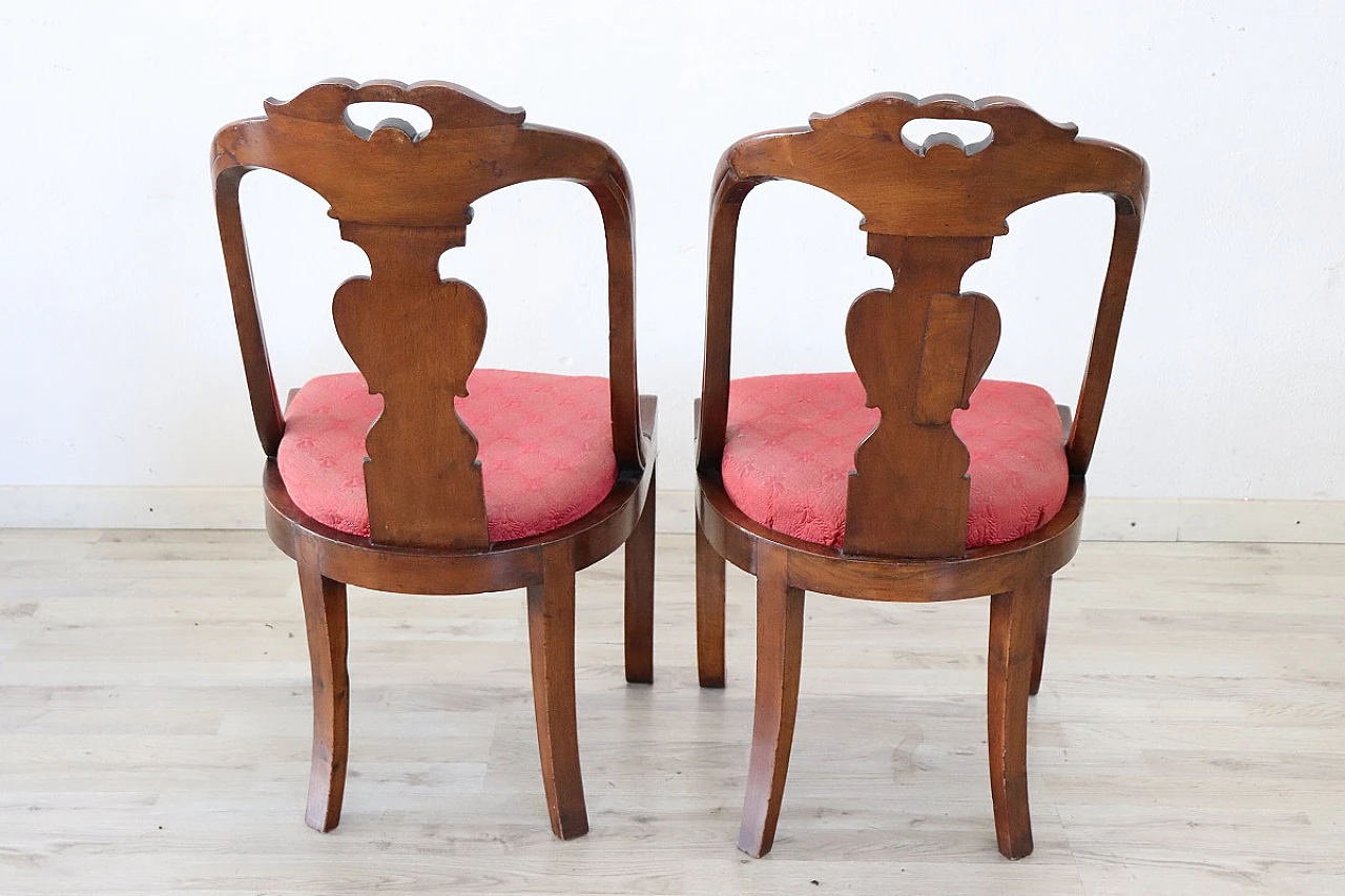 Pair of Charles X walnut and fabric chairs, first half of 19th century 9