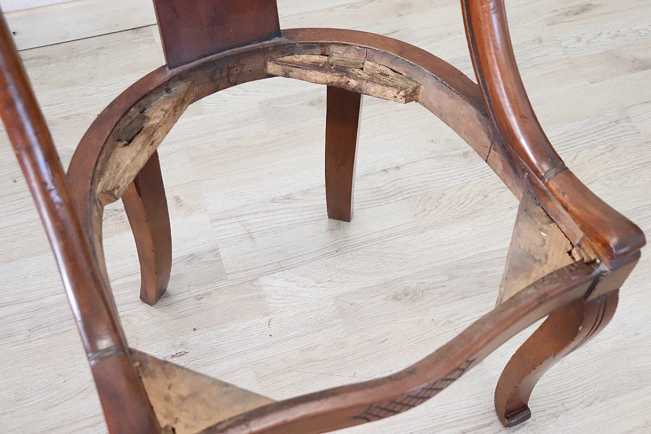 Pair of Charles X walnut and fabric chairs, first half of 19th century 11