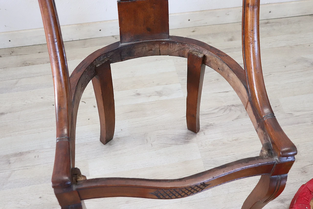 Pair of Charles X walnut and fabric chairs, first half of 19th century 12