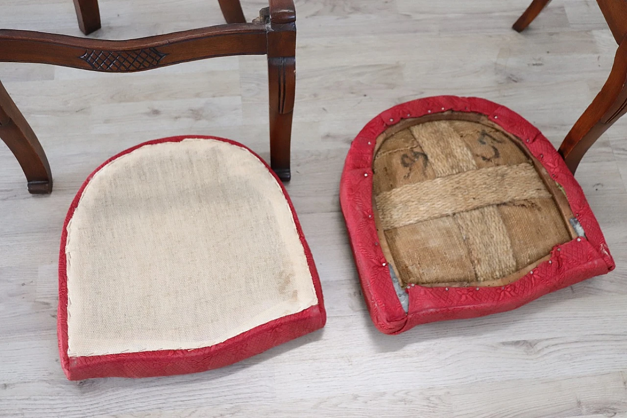 Pair of Charles X walnut and fabric chairs, first half of 19th century 13