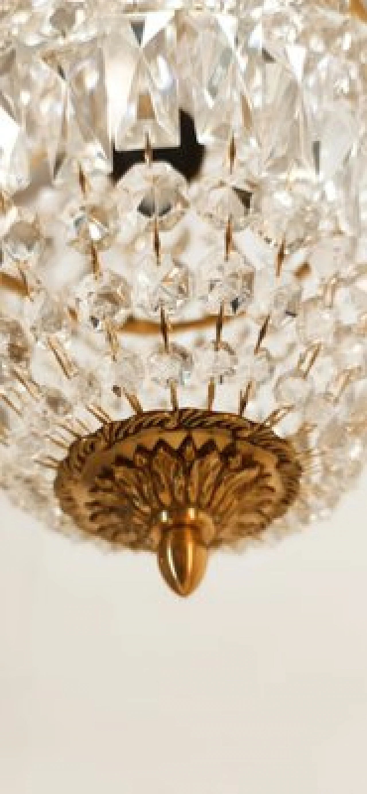 Brass chandelier with satin-finished drops in Empire style, 1950s 6