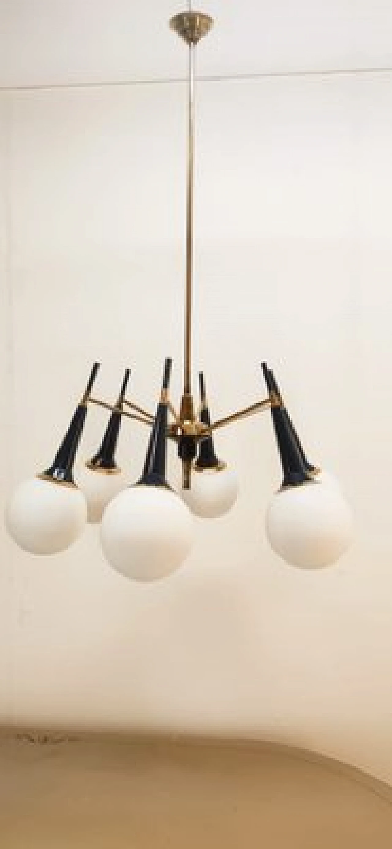 Sputnik brass and glass chandelier, 1960s 4