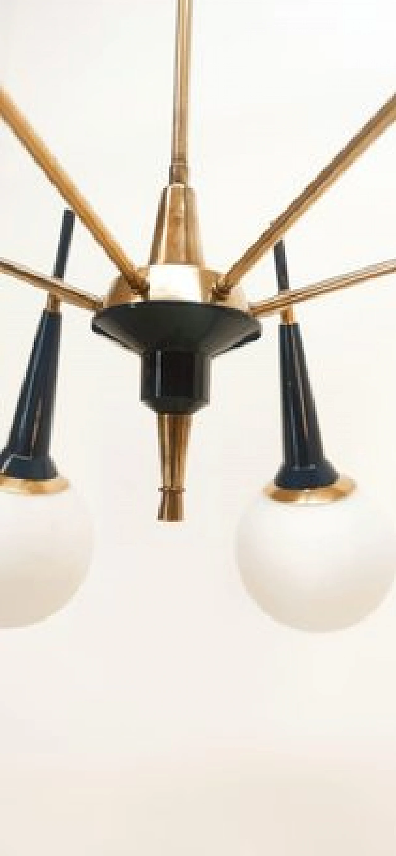 Lampadario Sputnik in ottone e vetro, anni '60 7