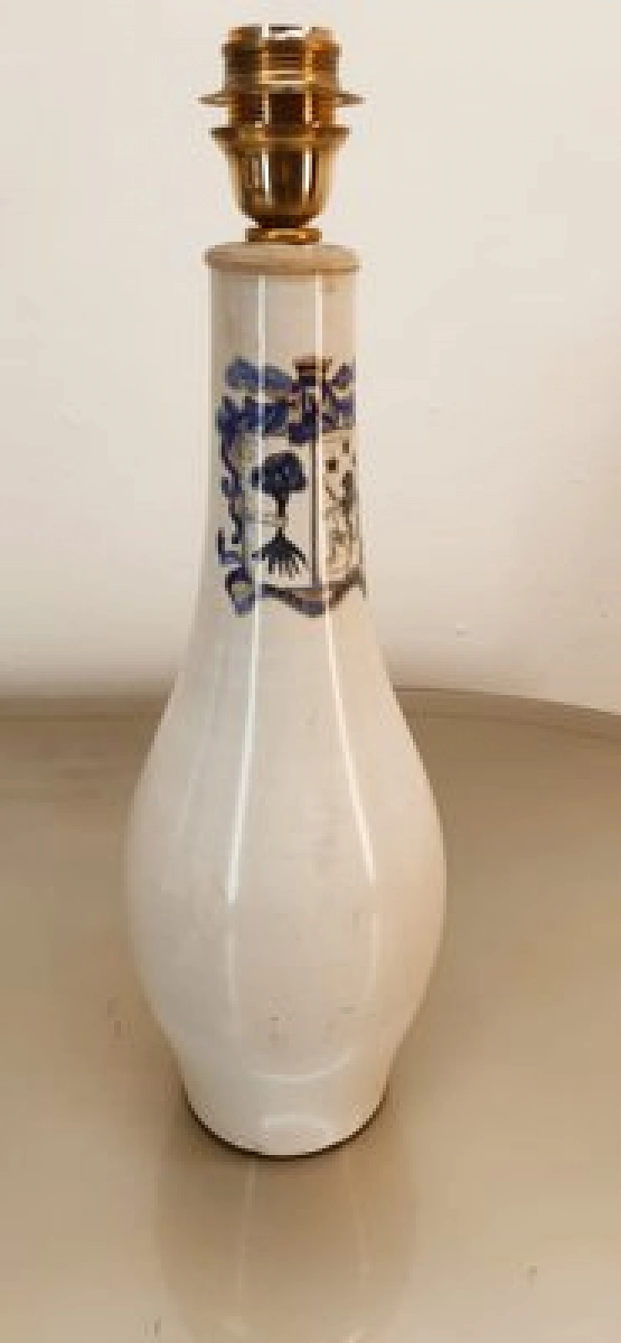 Ceramic table lamp with blue decoration, 1980s 3