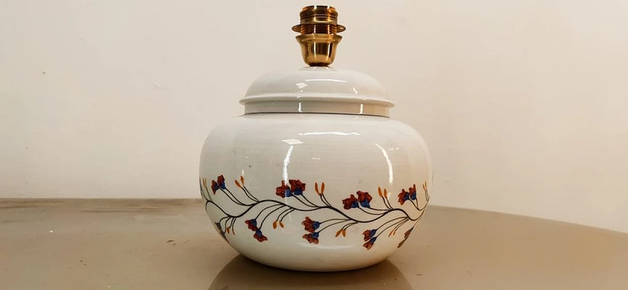 Ceramic lamp with floral decoration, 1980s 1