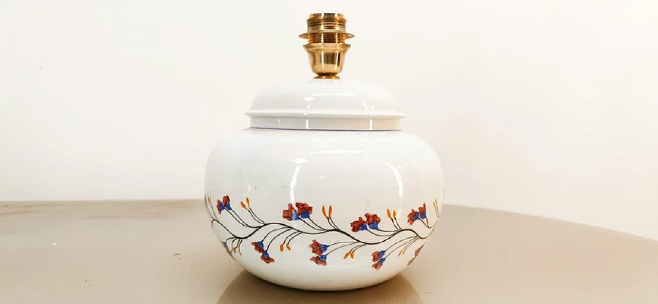 Ceramic lamp with floral decoration, 1980s 4