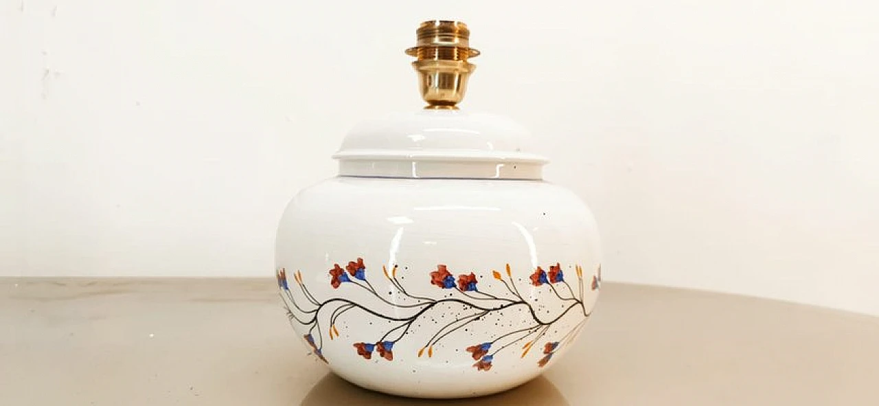 Ceramic lamp with floral decoration, 1980s 10