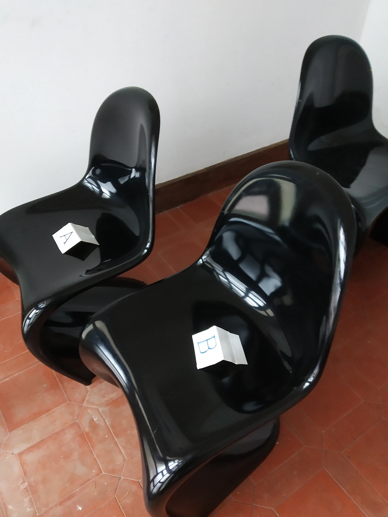 Pair of glossy black Panton Chair Classic chairs by Vitra, 1990s 16