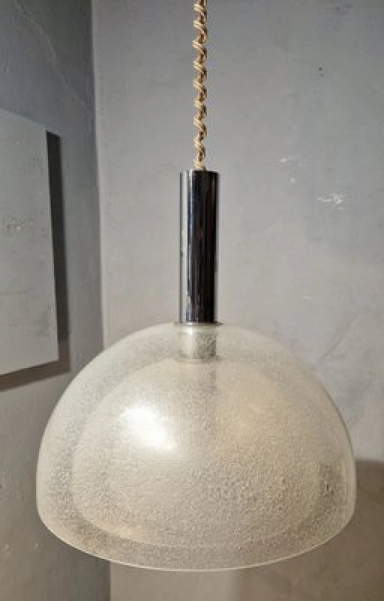 Lampada da soffitto in vetro e ferro di C. Nason per Mazzega, anni '80 3