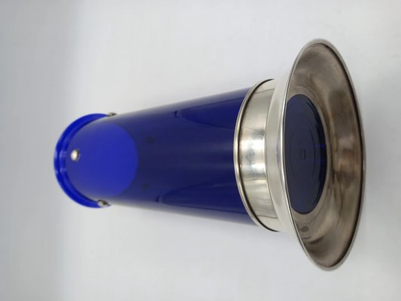 Vaso in vetro blu con base in argento di Cleto Munari, anni '60 3