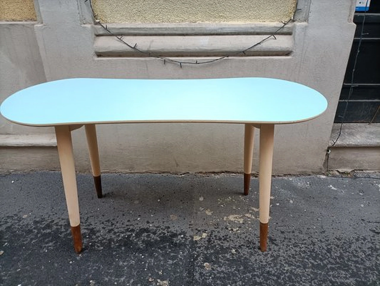 Coffee table in wood with blue formica top by Gio Ponti, 1950s 2