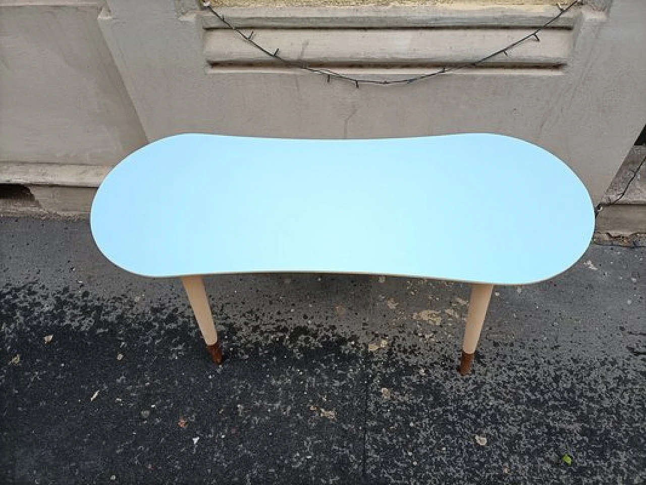 Coffee table in wood with blue formica top by Gio Ponti, 1950s 3