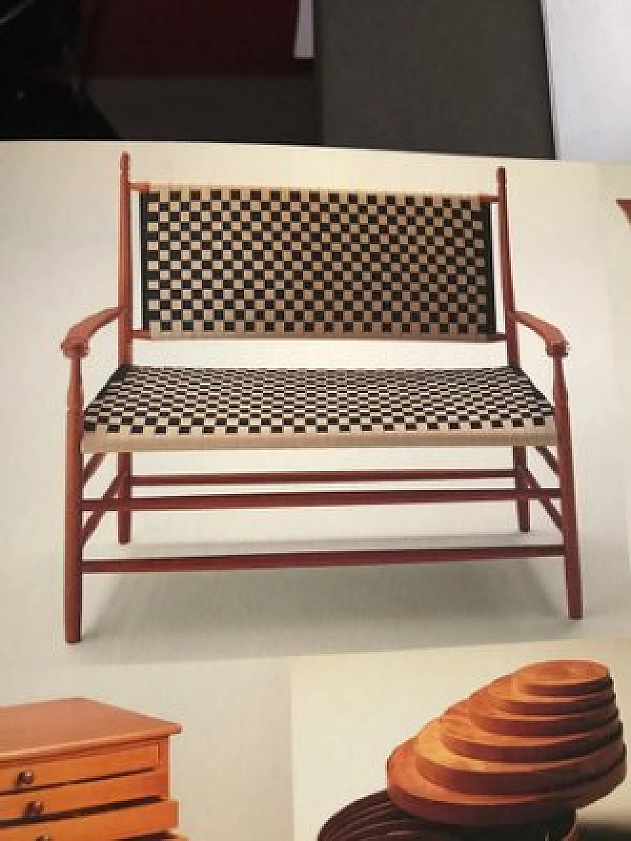 Shakers 2-seater sofa in two-tone wood by ICF De Padova, 1980s 6