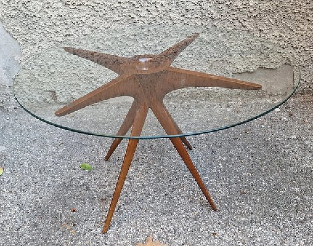 Round coffee table in rosewood & glass by Cesare Lacca, 1950s 1