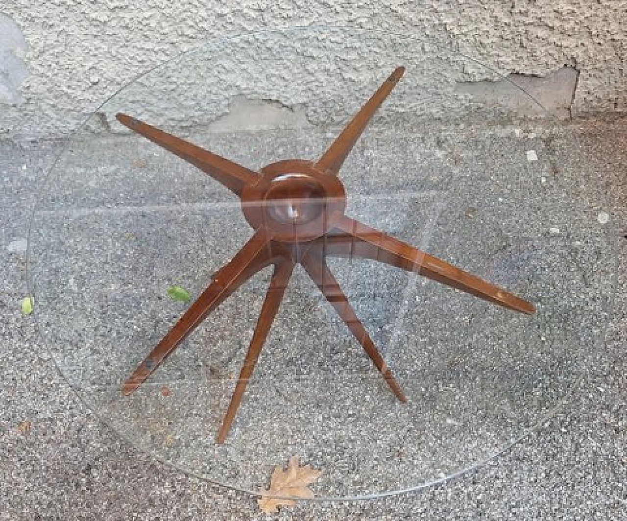 Round coffee table in rosewood & glass by Cesare Lacca, 1950s 2