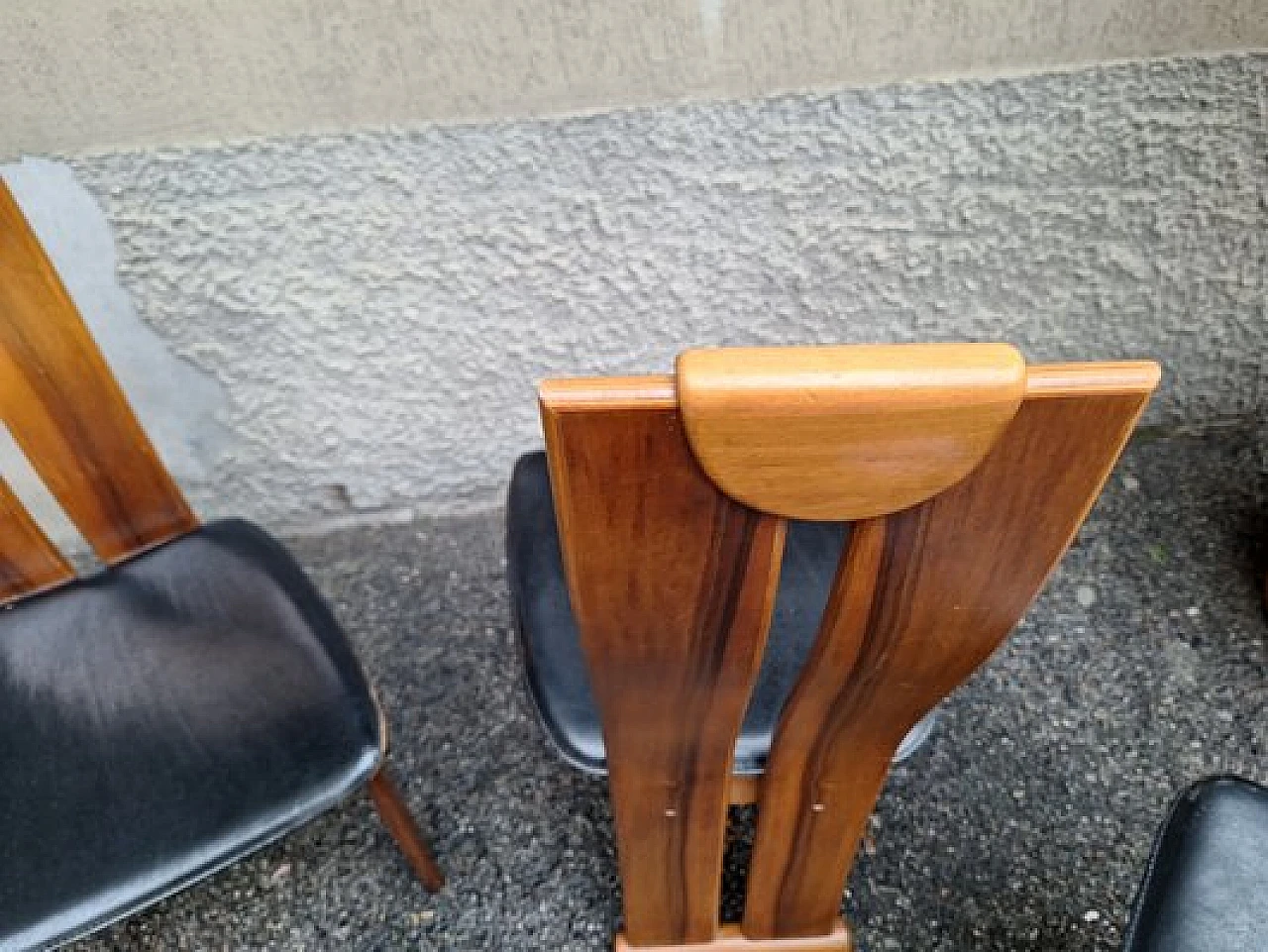 4 Sedie in legno e pelle in stile C. Scarpa per Mobil Girgi, anni '70 6