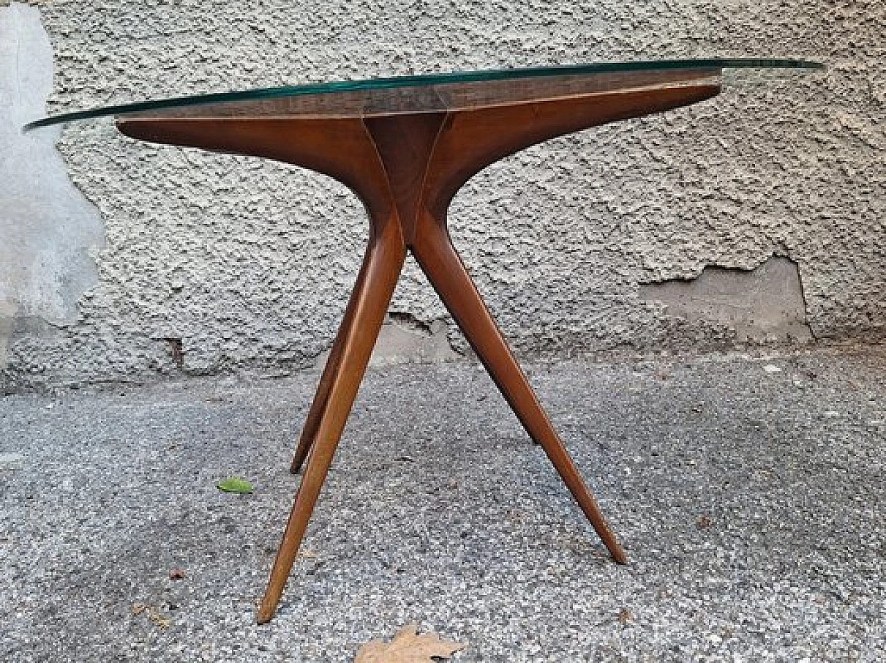 Round coffee table in rosewood & glass by Cesare Lacca, 1950s 3