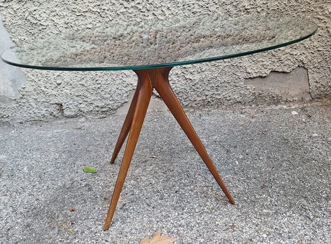 Round coffee table in rosewood & glass by Cesare Lacca, 1950s 4