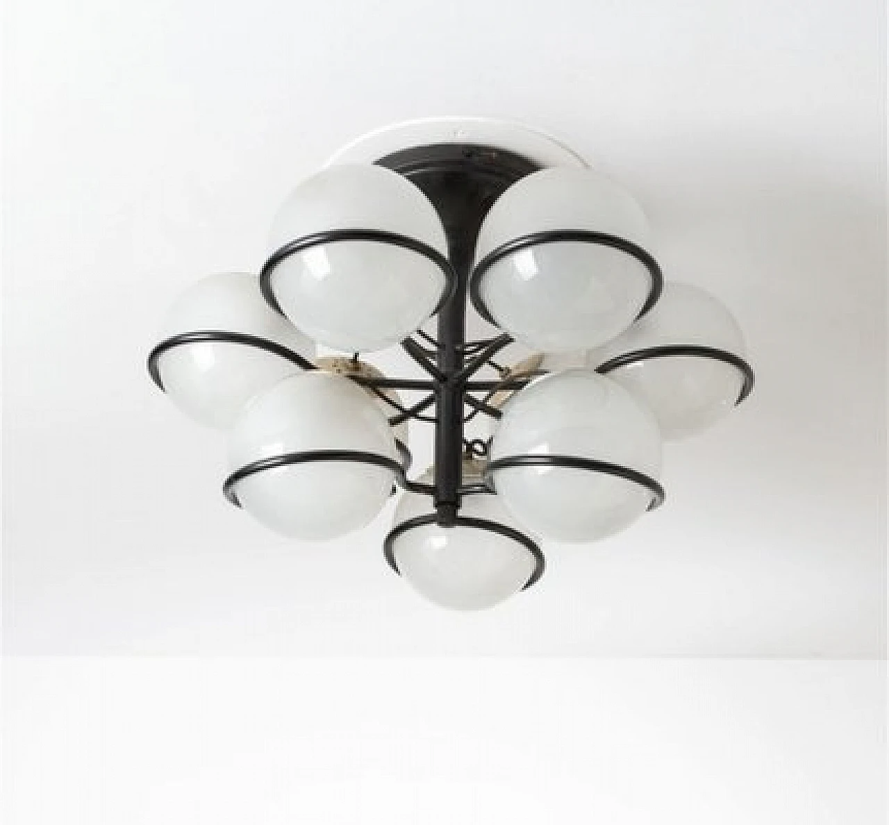 Black 2042-9 chandelier by Gino Sarfatti for Arteluce, 1950s 2