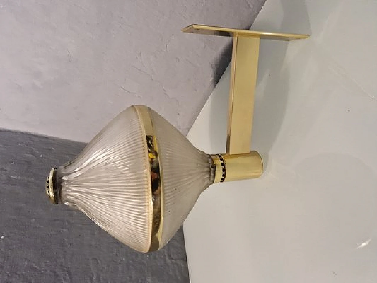 Pair of wall sconces in glass & brass by BBPR for Artemide, 1960s 7