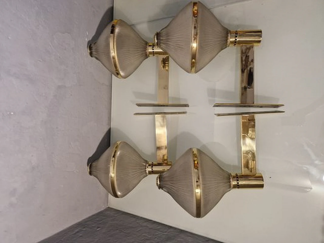 Pair of wall sconces in glass & brass by BBPR for Artemide, 1960s 11