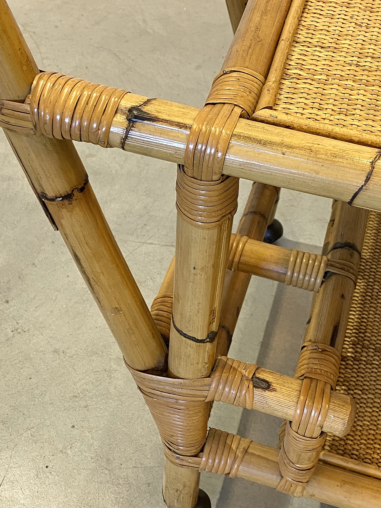 Wicker and bamboo bar cart, 1970s 5