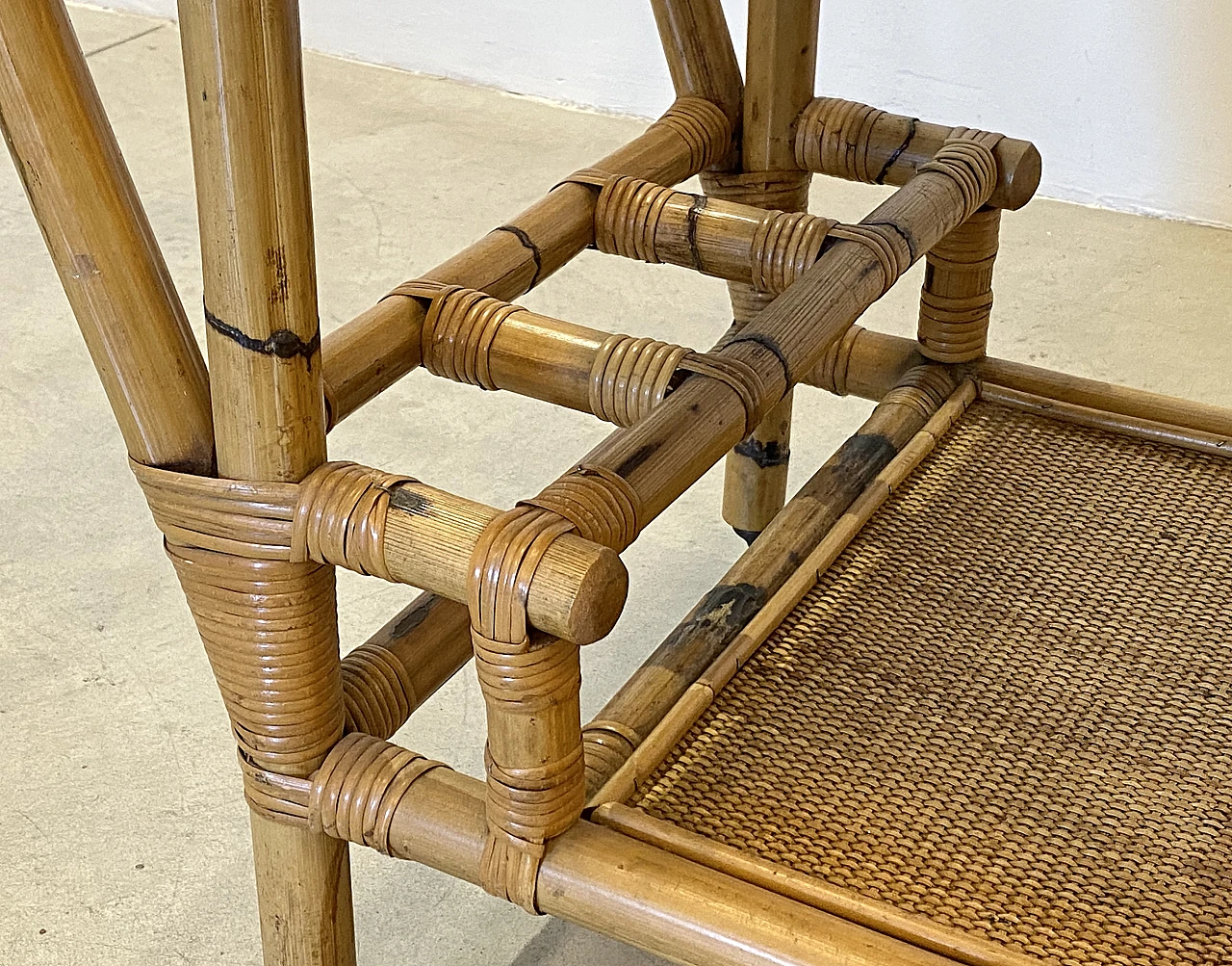 Wicker and bamboo bar cart, 1970s 7