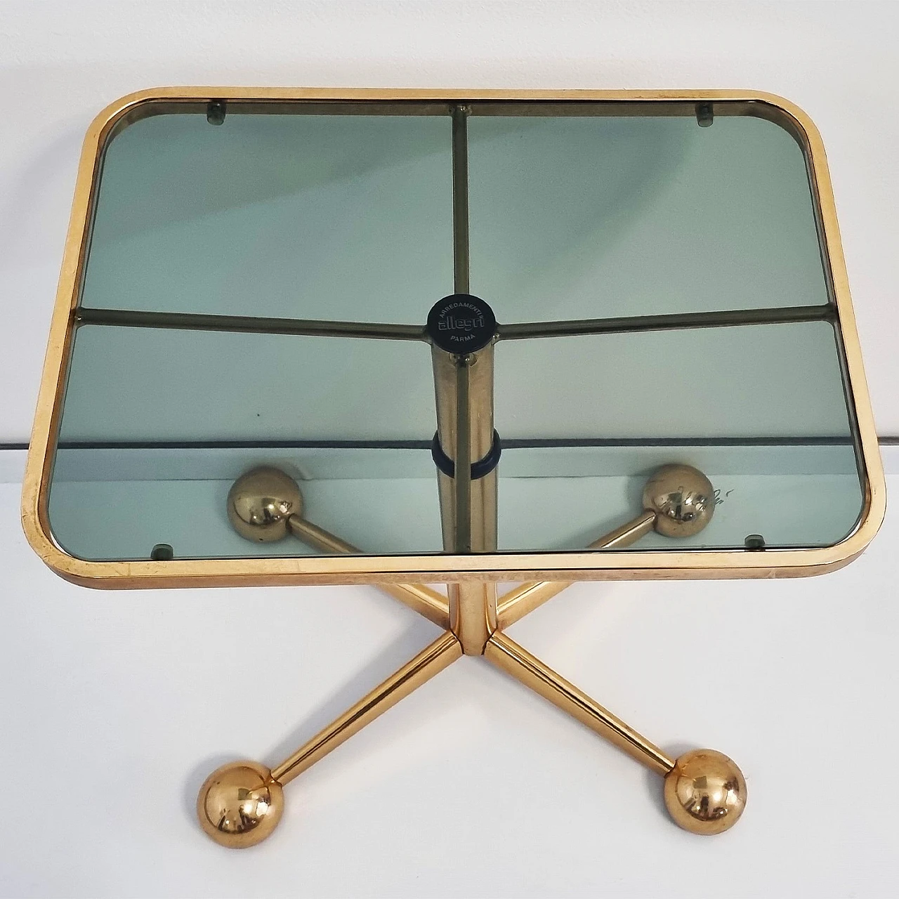 Brass and glass coffee table by Allegri Arredamenti Parma, 1970s 3