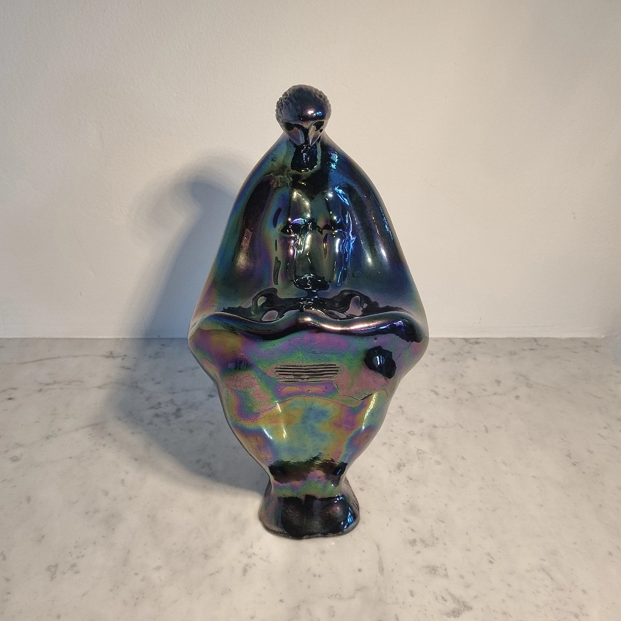 Madonna in prayer, iridescent ceramic sculpture, 1986 4