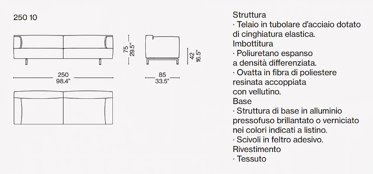 Steel and fabric MET 250 sofa by Piero Lissoni for Cassina 8