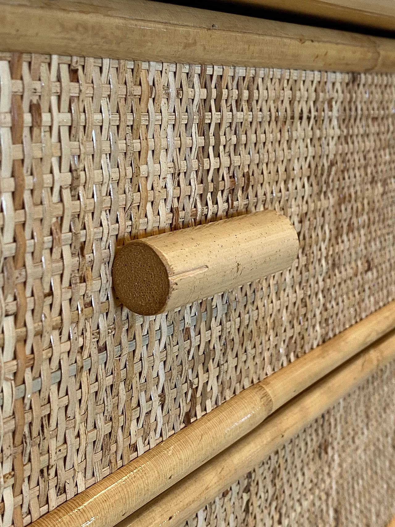 Bamboo and wicker weekly chest of drawers, 1970s 5