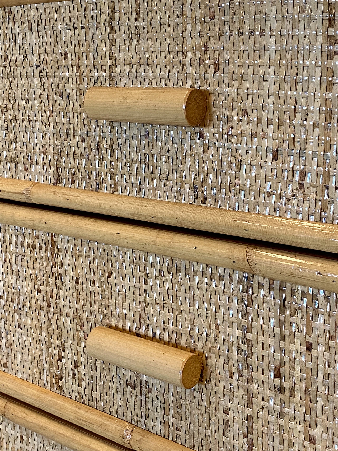 Bamboo and wicker weekly chest of drawers, 1970s 8