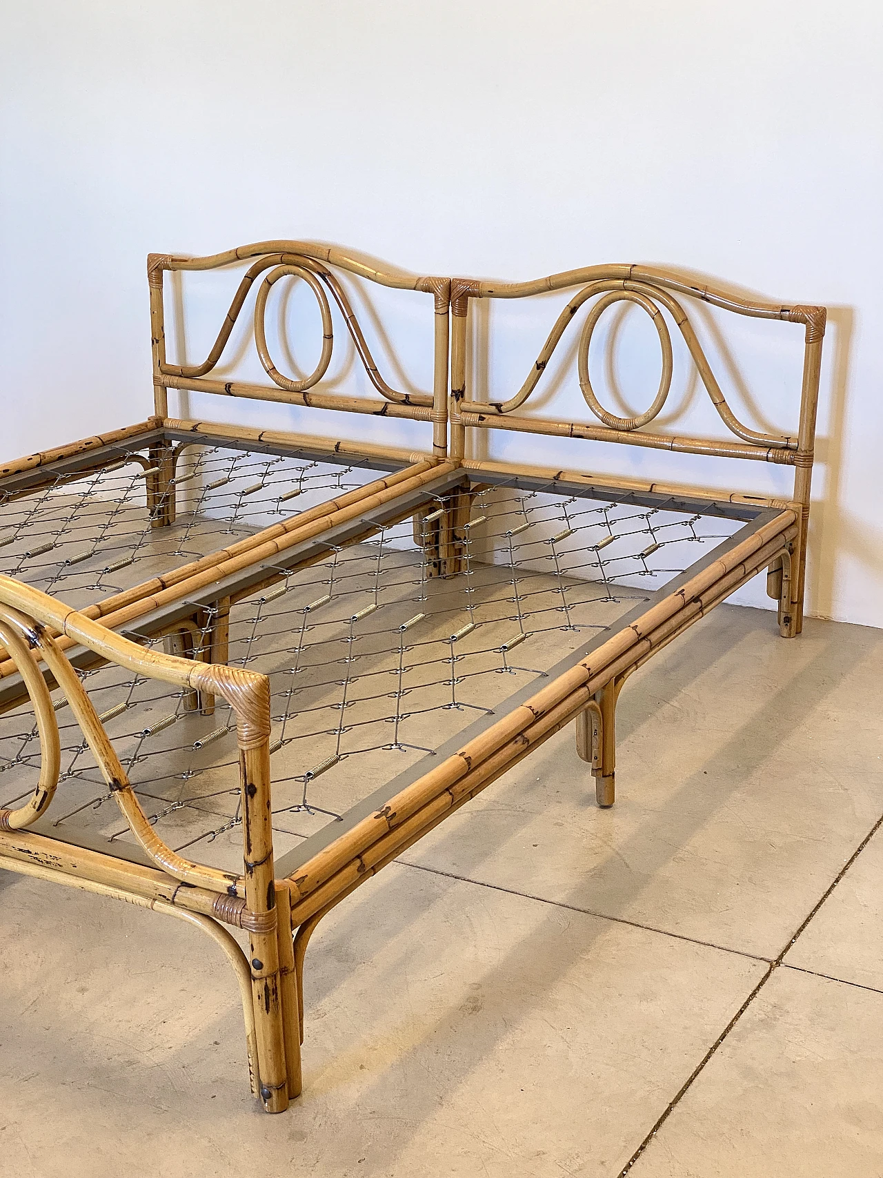 Pair of bamboo beds, 1970s 7