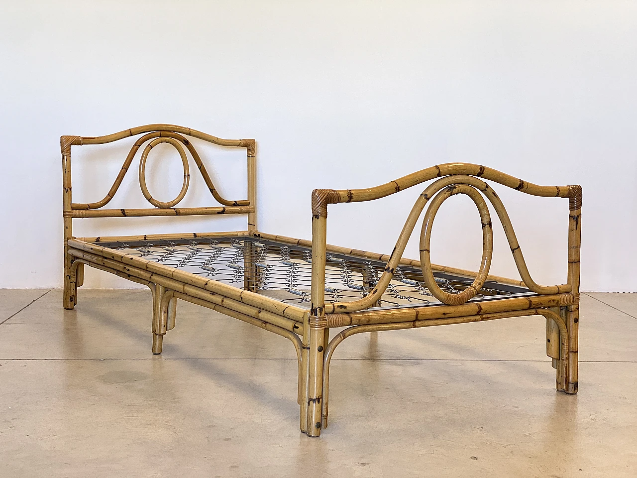 Pair of bamboo beds, 1970s 11