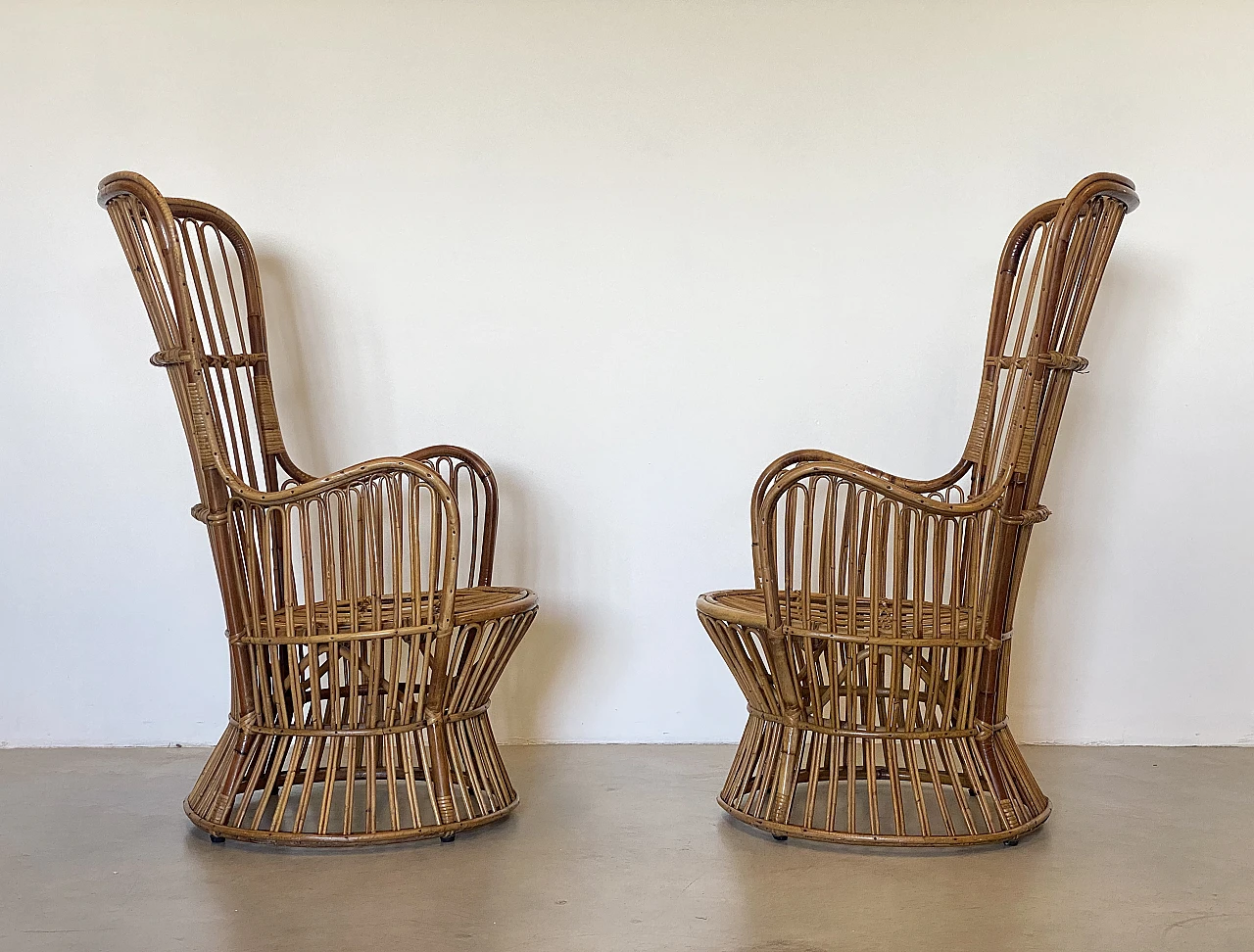 Pair of bamboo armchairs, 1970s 3