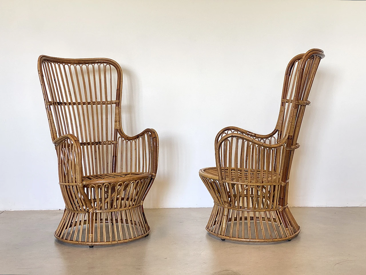 Pair of bamboo armchairs, 1970s 4