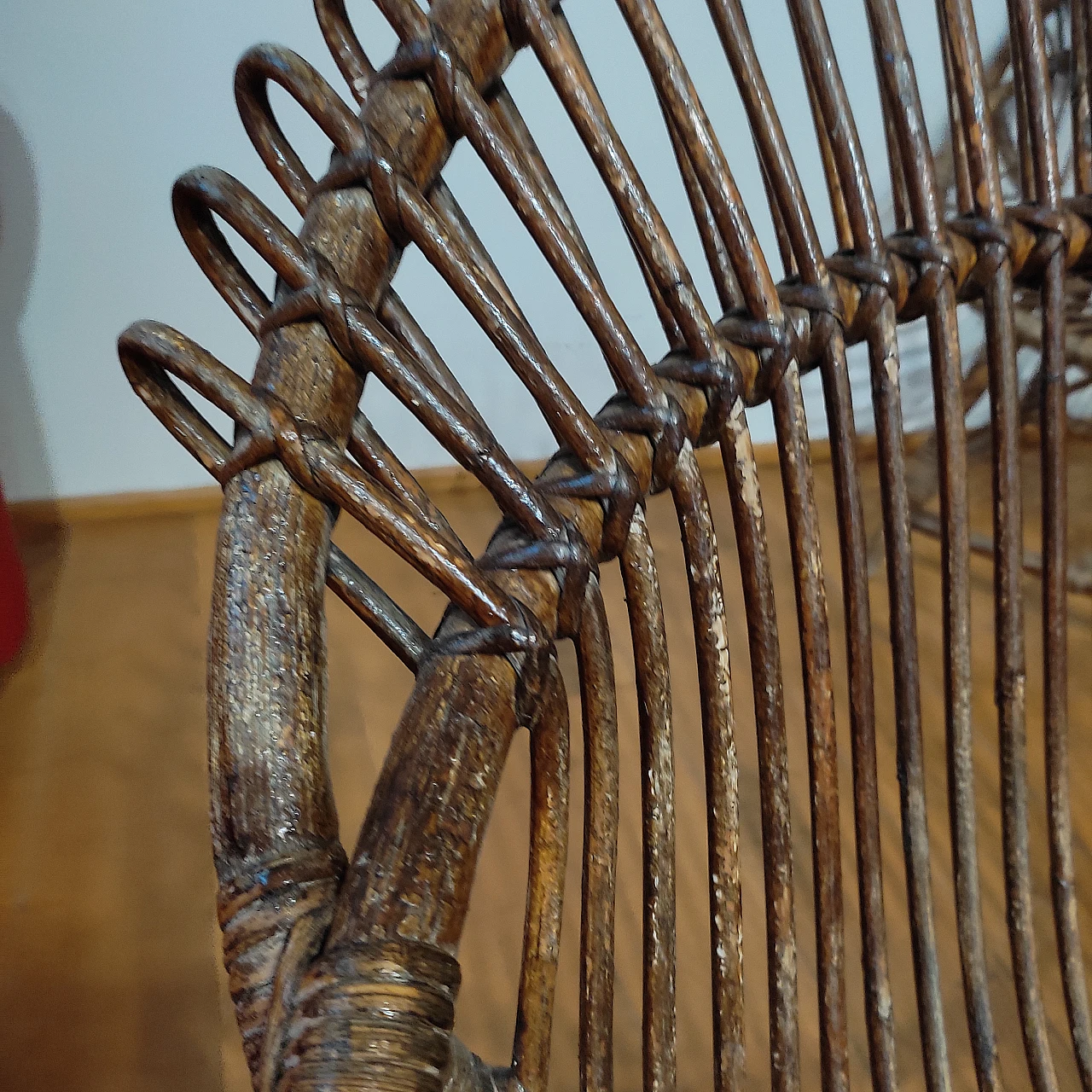 Pair of wicker and bentwood armchairs by F. Albini, 1960s 5