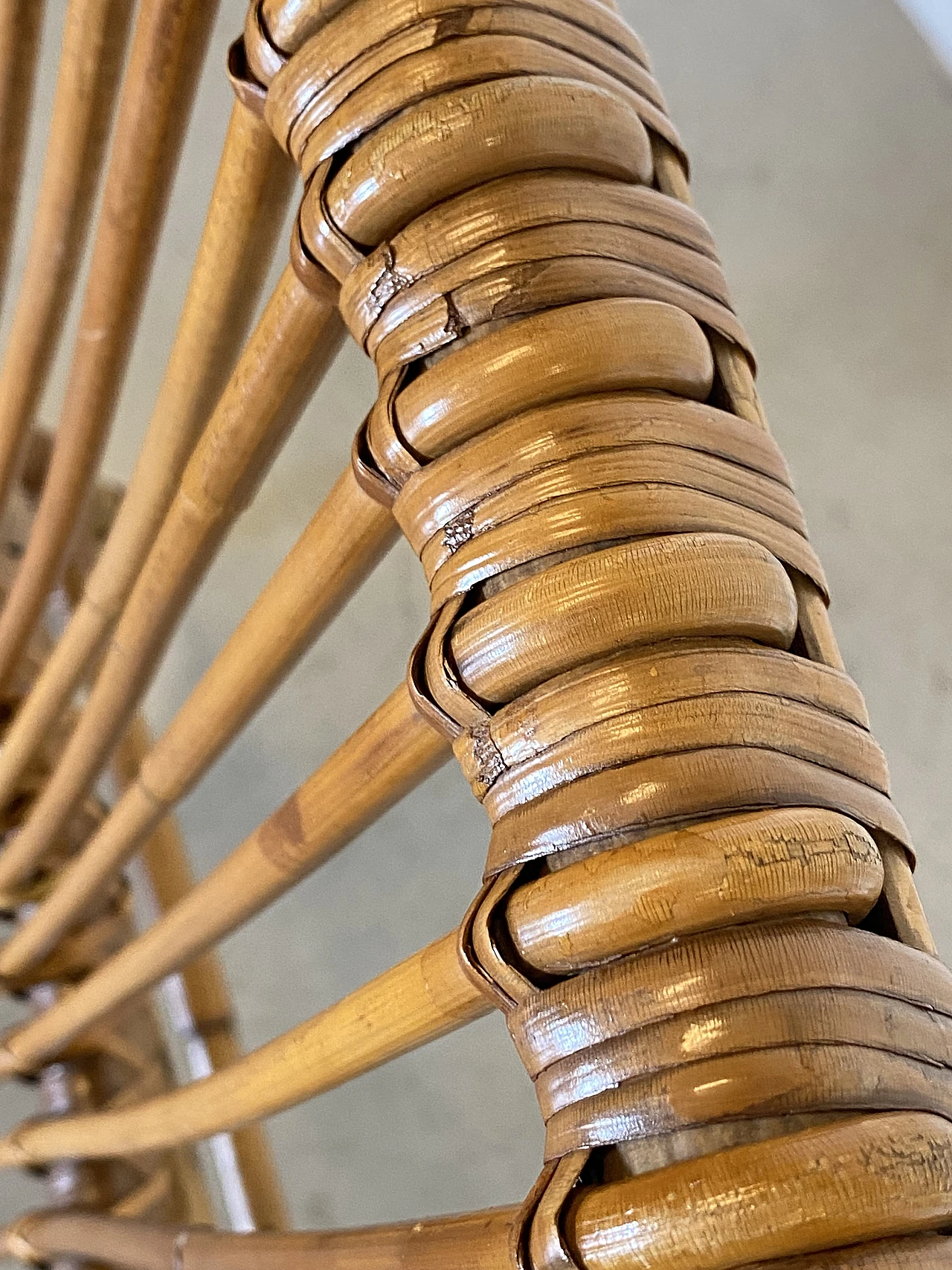 Pair of reed and bamboo armchairs, 1970s 10