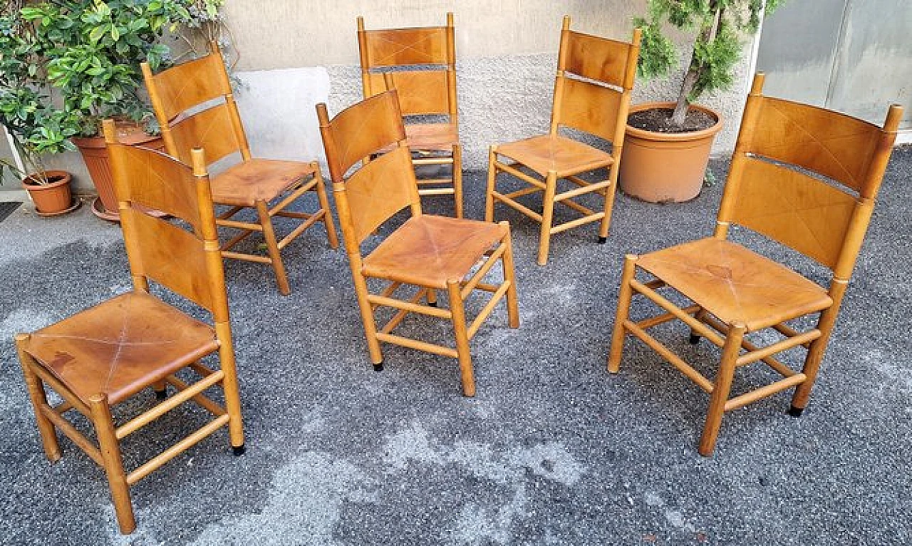 6 Kentucky chairs by Carlo Scarpa for Bernini, 1970s 1