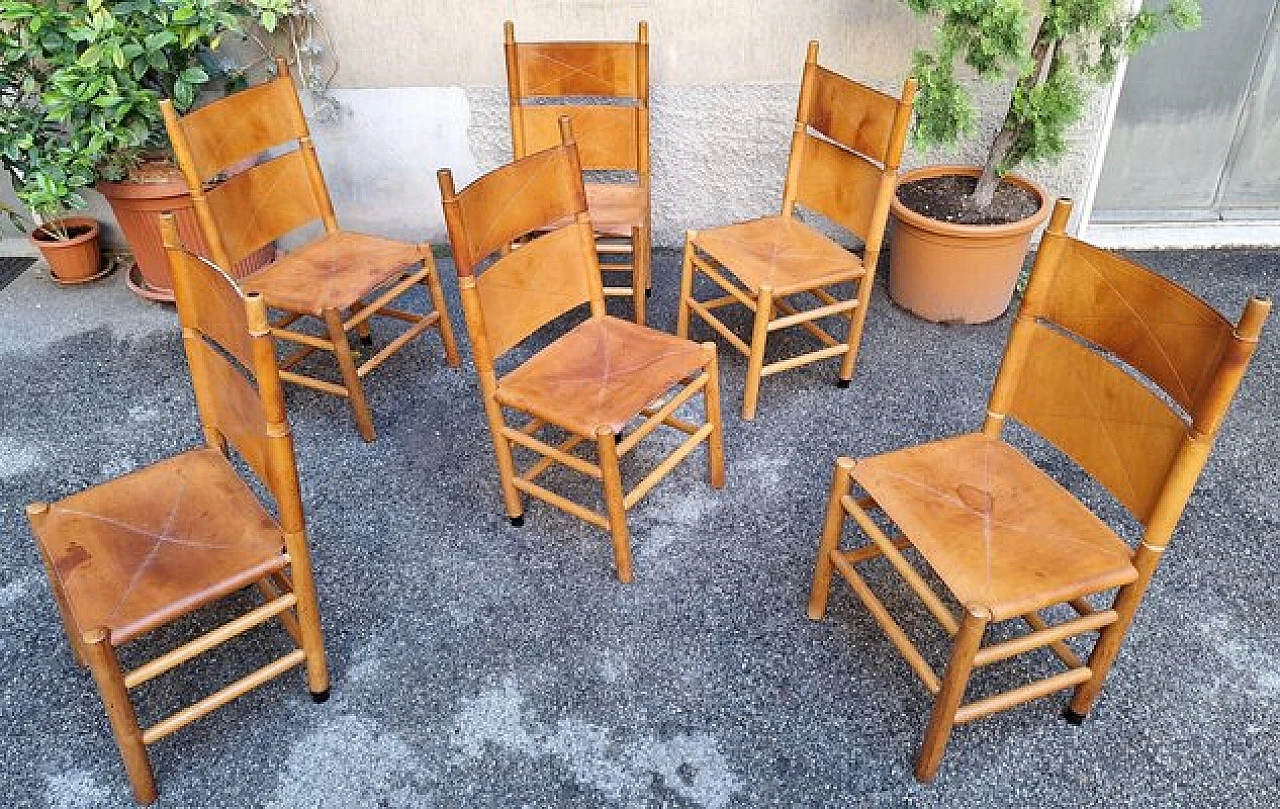 6 Kentucky chairs by Carlo Scarpa for Bernini, 1970s 2