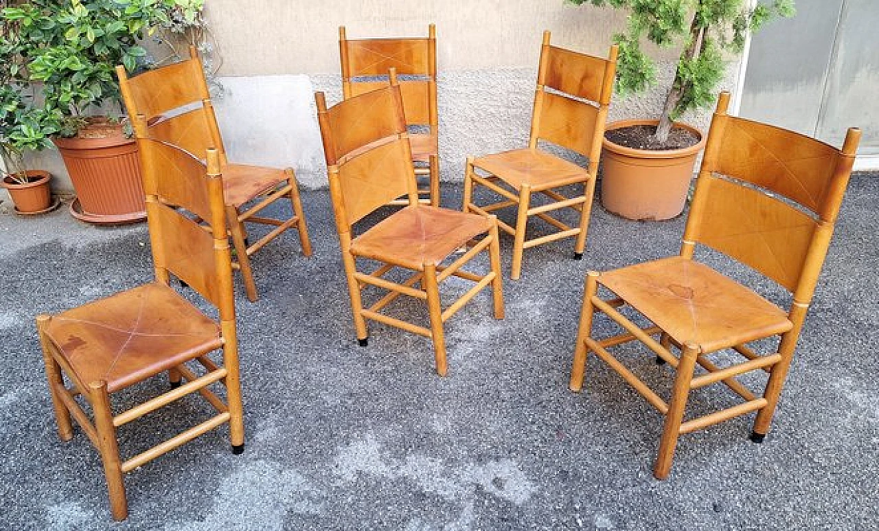 6 Kentucky chairs by Carlo Scarpa for Bernini, 1970s 3