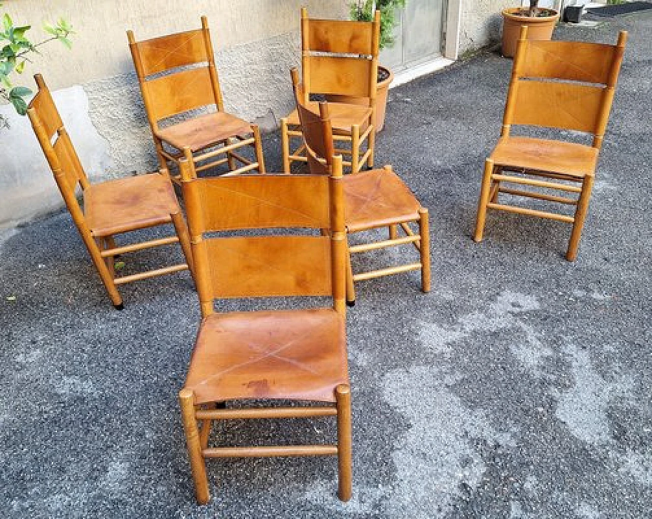 6 Kentucky chairs by Carlo Scarpa for Bernini, 1970s 4