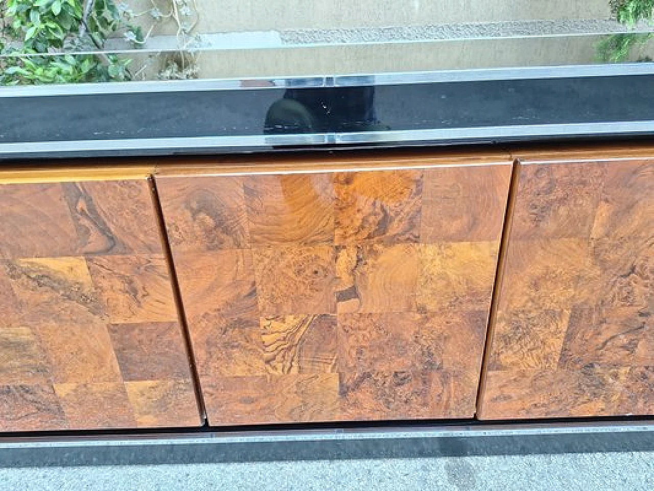 Credenza in legno e vetro di Willy Rizzo per Mario Sabot, anni '70 8