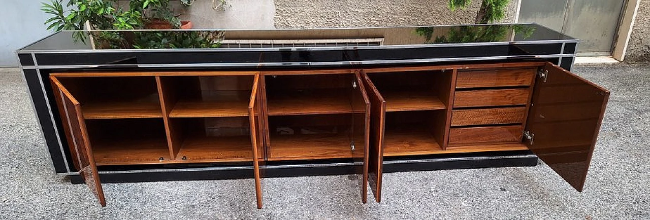 Credenza in legno e vetro di Willy Rizzo per Mario Sabot, anni '70 9