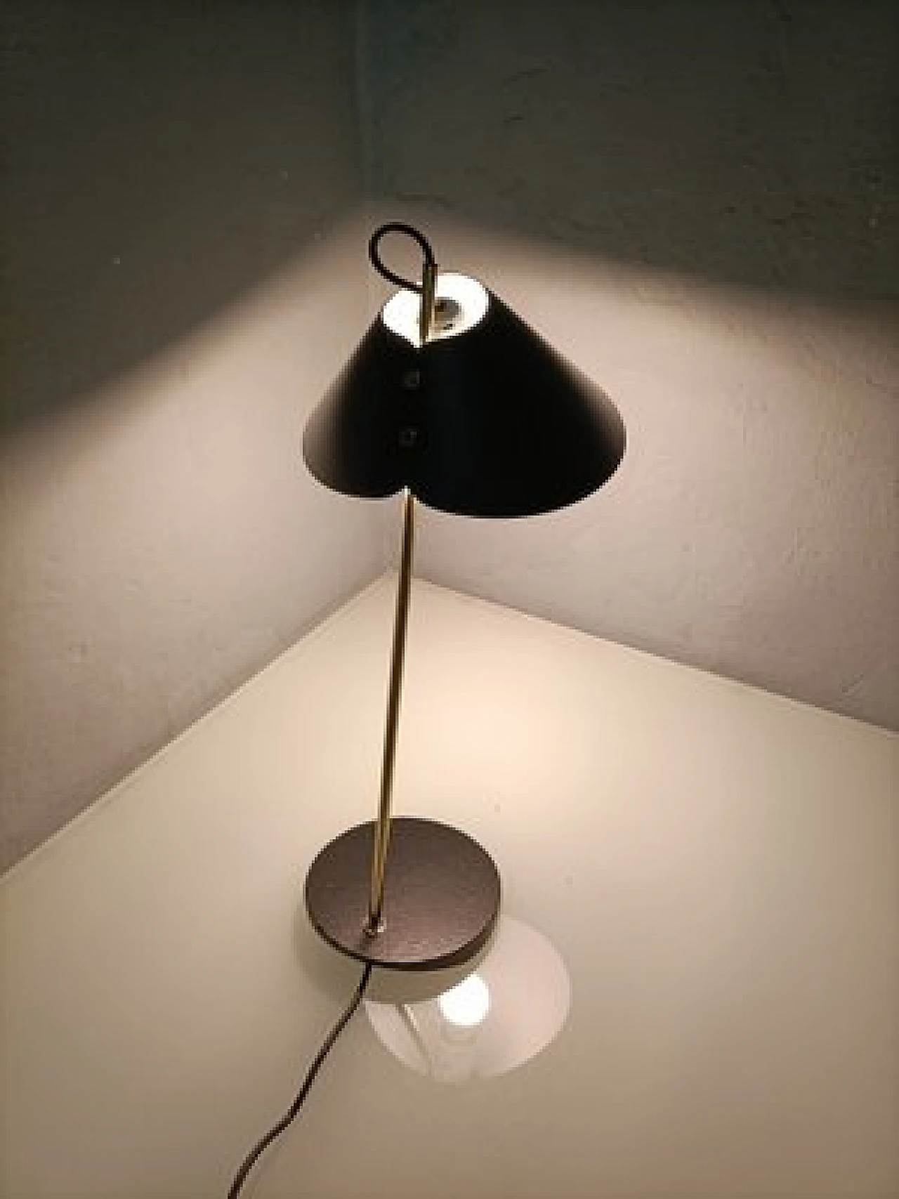 Table lamp in iron & brass by L. C. Dominioni for Azucena, 1990s 3