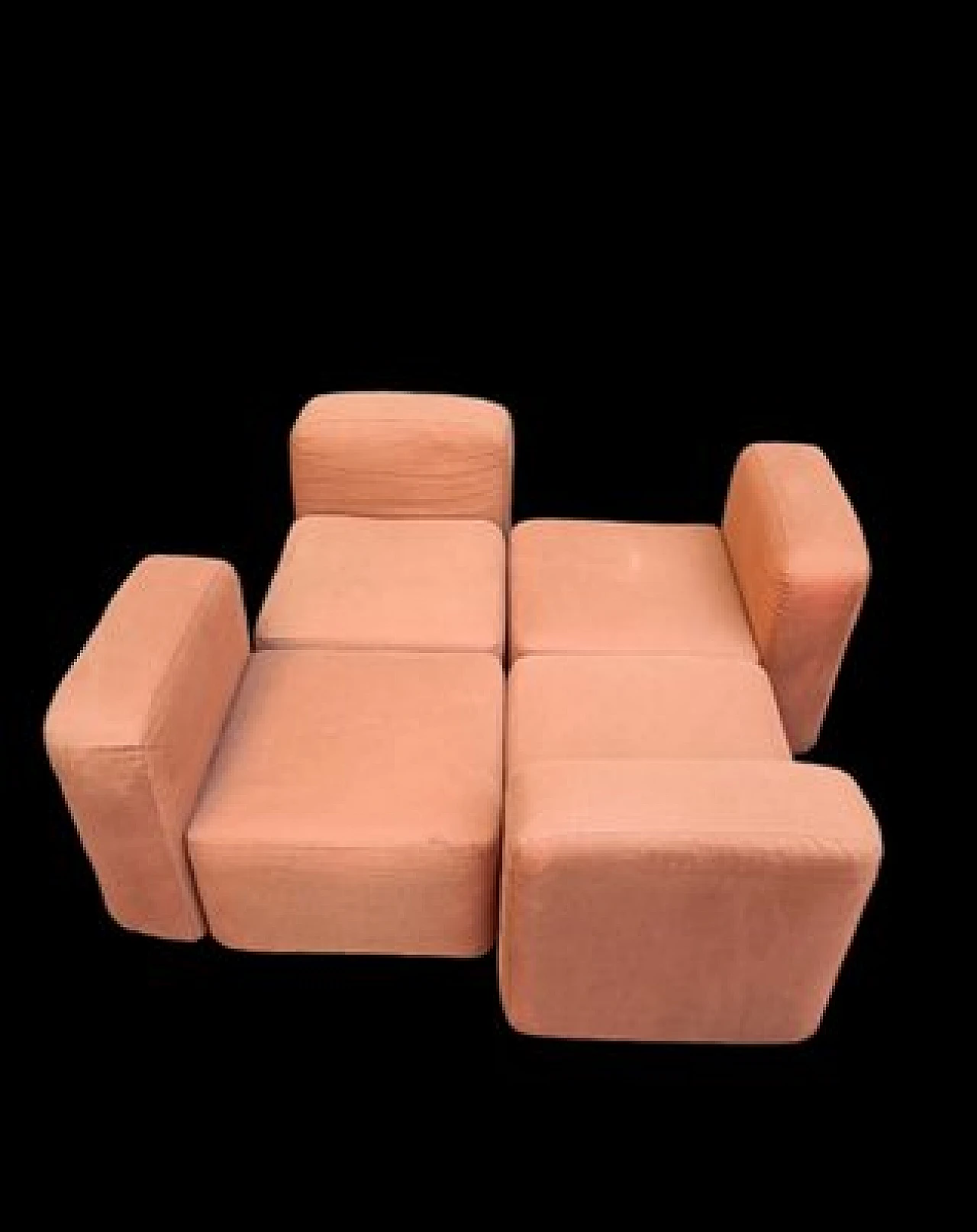 Modular sofa in orange fabric, iron and polyurethane, 1970s 1