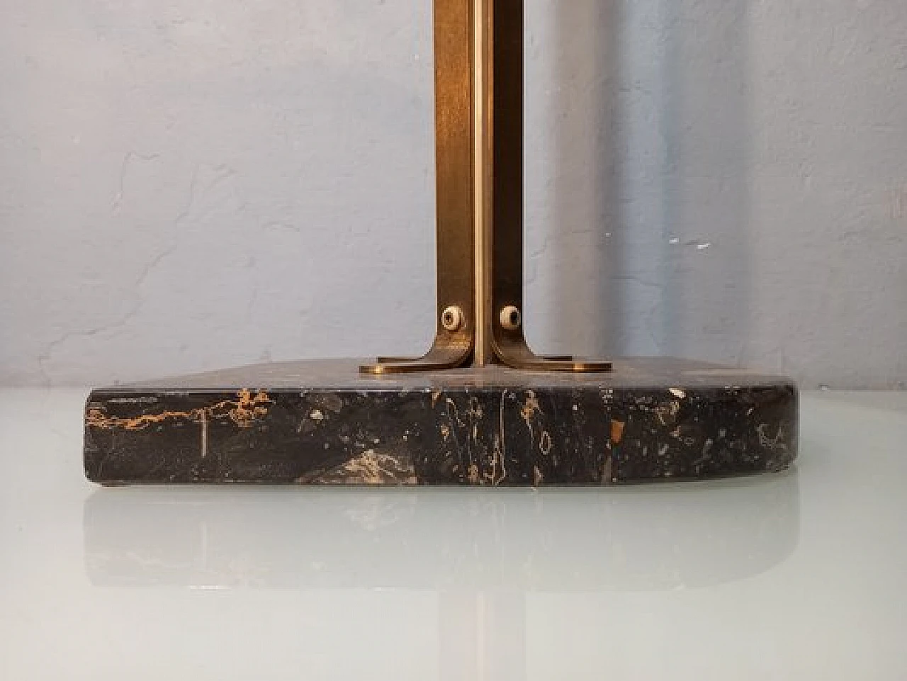 Clothes stand in brass & iron with black marble base, 1950s 7