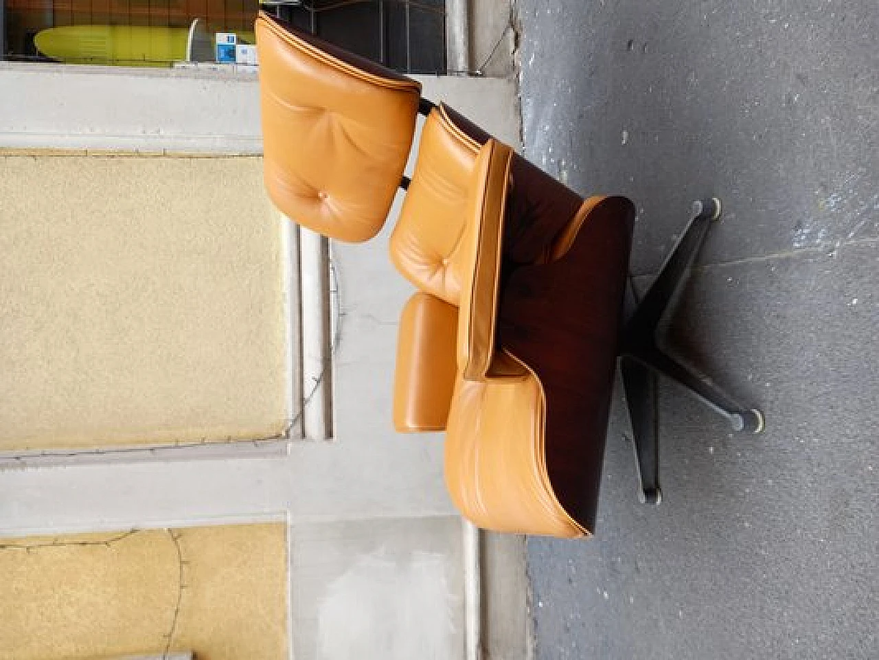 Brown leather armchair by C. & R. Eames for ICF De Padova, 1960s 2