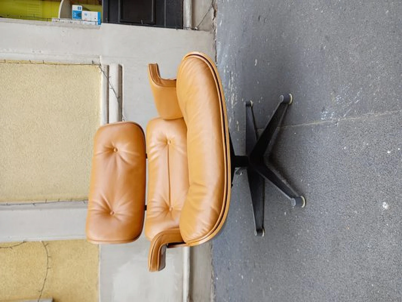 Brown leather armchair by C. & R. Eames for ICF De Padova, 1960s 3