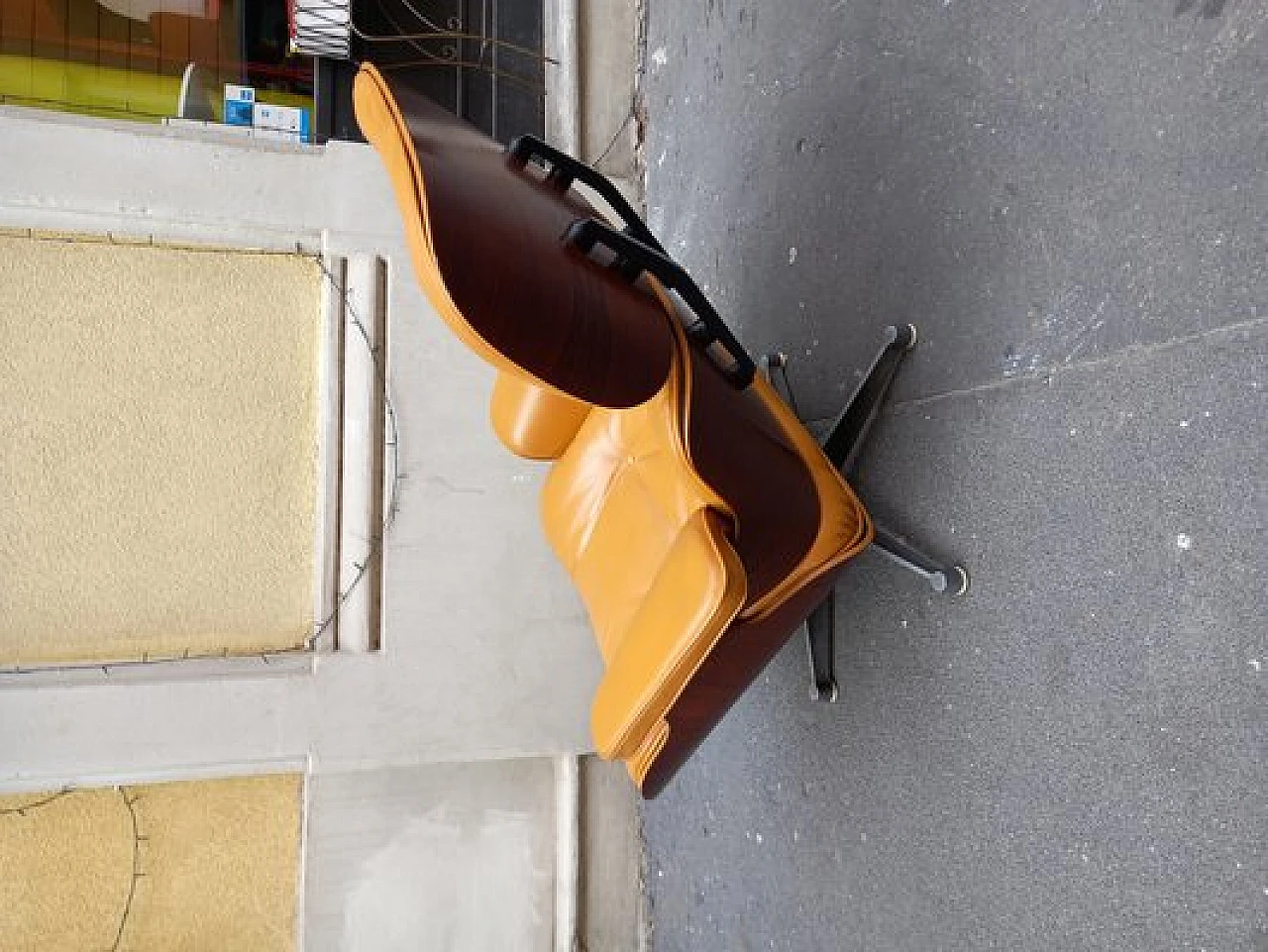 Brown leather armchair by C. & R. Eames for ICF De Padova, 1960s 4